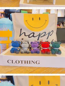 Cute cartoon bear keychain bell bag pendant couple keyring cute accessory backpack charm