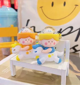 Cute unicorn cloud keychain pendant cartoon couple bag charm sweet accessory toy gift detail.