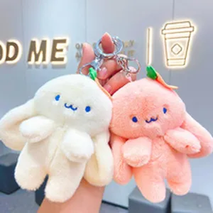 Cartoon Plush Radish Rabbit Keychain Soft Stuffed Animal Doll Bag Pendant Cute Rabbit Ornament Key Ring For Kids Women Backpack Decoration
