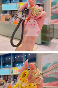 Cute rabbit keychain for keys and bags, lovely bunny doll pendant with strap accessory.
