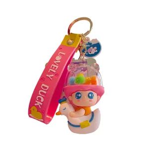 Cute cartoon duck keychain, lovely PVC bag charm and car key ring accessory for women and girls.