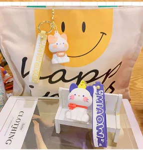 Carino gatto cartone animato portachiavi borsa pendente creativo accessori per coppia