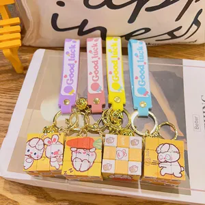 Pendentif de cartable de dessin animé de lapin mignon cube magique porte-clés de décompression