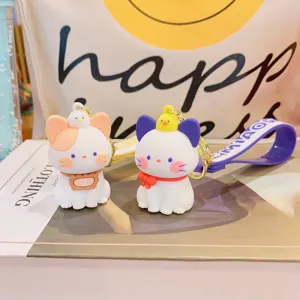 Carino portachiavi gatto cartone animato ciondolo borsa coppia accessori creativi
