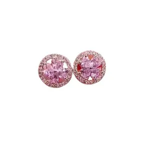 Rose gold pink zirconia four leaf clover earrings stylish geometric crystal jewelry for women