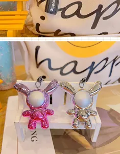 Llavero de conejo orejas colorido galvanizado lindo colgante de bolsa para pareja