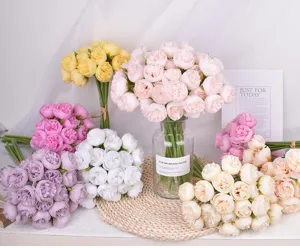 Artificial peony flowers bouquet 27 heads faux rose home decor ins style floral arrangement
