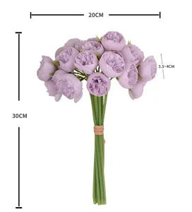 Artificial flower bouquet 27 heads purple peony silk rose home decor wedding arrangements