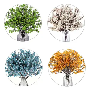 Artificial 5-prong baby breath flower bouquet detail view for home wedding decor setup.