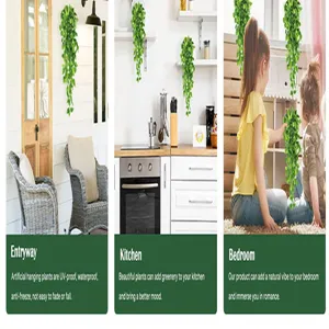 Kunstpflanzen künstliche Efeuranke Hängepflanze für Wanddekoration Zimmer und Garten.
