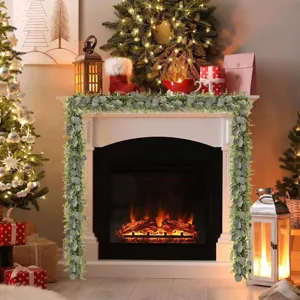 Guirlande artificielle de feuilles d'eucalyptus pour cheminée mariage fête de Noël maison