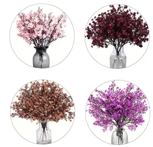 Artificial flowers 5-forked baby breath bouquet wedding home decor floral arrangement pink purple