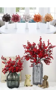 Artificial plum blossom bouquets 5-branch artificial flowers for home decor wedding party