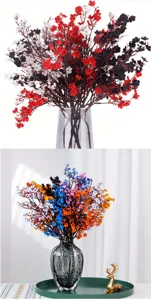 Artificial plum blossom flower bouquet 5-fork fake plant for home wedding decor arrangement