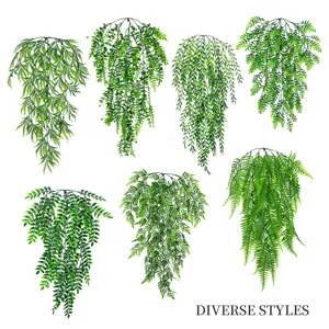 Artificial Boston Fern Vines Plastic Hanging Plants Greenery Fake Leaf Garland For Indoor Wall Pipe Home Room Decor