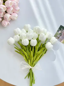 Ramo de flores de tulipán de PU artificial, arreglo floral sintético realista para decoración.