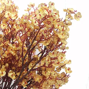 Artificial golden plum blossom artificial flower bunch for home wedding party decoration.