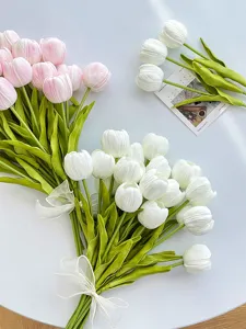 Hermosos ramos de flores de tulipán de PU artificial para decoración del hogar
