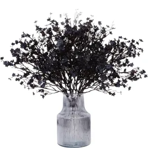 Artificial baby breath wintersweet flower bunch with glass vase for home decor wedding