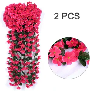 Fleurs artificielles suspendues plantes de vigne fausses pour maison jardin mariage 2 pcs.