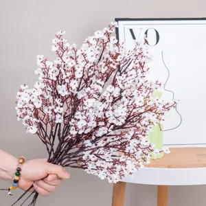 Artificial white flower bouquet with dark stems for home decor and vase floral arrangement
