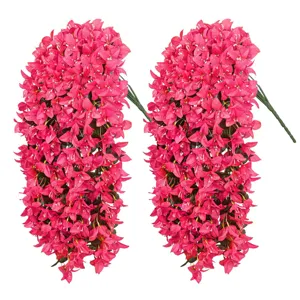 Flores colgantes de bougainvillea artificiales, enredaderas de seda rosa para la decoración.