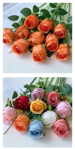 Ramo de rosas artificiales realistas flores de seda decoración de boda en el hogar