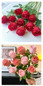 Ramo de rosas artificiales flores de seda decoracion hogar boda san valentin falso