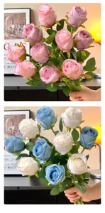 Ramo de rosas búlgaras artificiales flores falsas decoración boda hogar san valentín