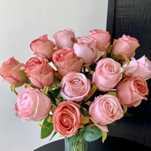 Flor de Rosa de Seda Artificial Rama Única Rosa Búlgara Para Hogar Fiesta de Boda Día de San Valentín Decoración Floral