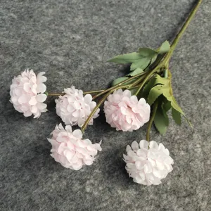 Branche de Fleurs Artificielles en Soie Rose a 5 Tetes pour Decoration de Mariage et Maison