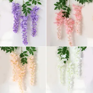 Artificial wisteria hanging vine flowers fake silk floral decor for home living room