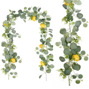 Artificial lemon eucalyptus garland for table decor spring wedding home decoration.