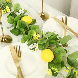 Artificial lemon vine garland greenery eucalyptus leaves for spring home table wedding decor