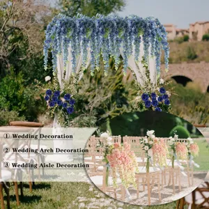Flores artificiales de glicinia para arco de boda y decoración de pasillo romántico.