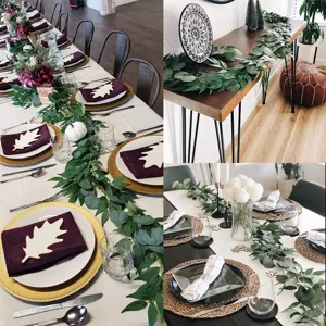Artificial eucalyptus garland 2m with willow leaves fake green vine for wedding decor.