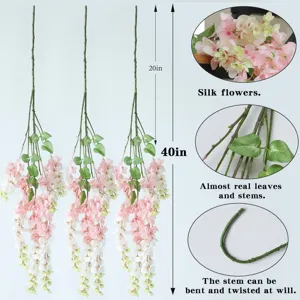 Planta artificial de glicina de seda flores colgantes para boda fiesta decoracion 40 inches