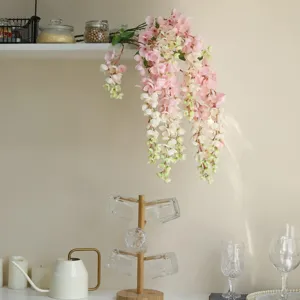 Guirnalda floral artificial colgante de color rosa para decoración de bodas y hogar