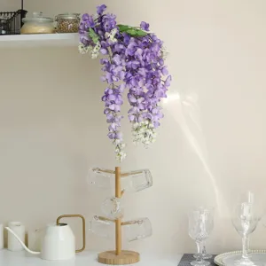 Flor de simulación de vid colgante de glicinia morada artificial para decoración de pared de casa