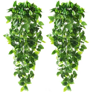 Künstliche Efeuranke Hängende Pothos Grüne Pflanze Seidenblume Kunststoff Künstliches Laub Für Heimwand Dekor Innen Außen