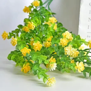 Guirnalda de eucalipto artificial con flores amarillas para decoración de pared y bodas