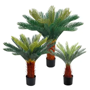 Planta en Maceta Cycad Artificial Follaje de Plástico Simulación Árbol de Hierro para Sala Oficina Decoración