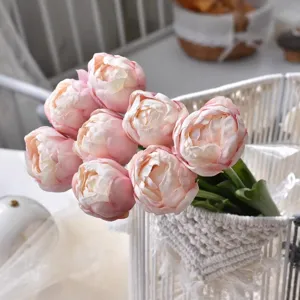 Artificial tulip flowers bouquet pink fake flowers for home decor photography props
