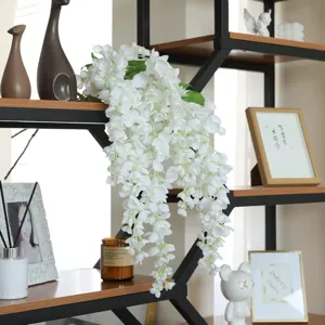 Guirnalda de flores de vid de glicina colgante blanca artificial para decoracion
