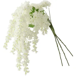 Flores colgantes de glicina blanca artificial vid falsa decoración para bodas fiestas