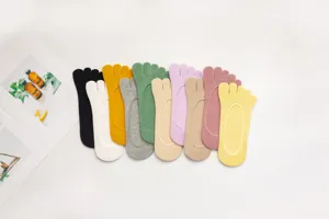 Women's cotton five toe low cut socks comfortable anti slip breathable soft invisible socks