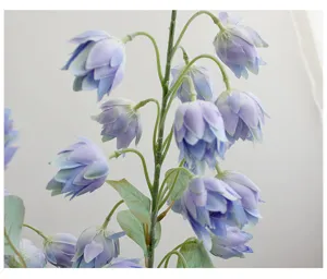 Artificial bellflower detail shot, blue silk flower for wedding decor and floral arrangement.