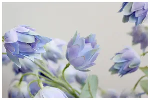 Detailed close-up of artificial blue bellflower silk flowers, perfect for wedding and home floral decor.