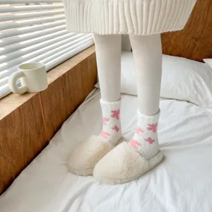 Cozy coral fleece fuzzy mid-tube socks for women, warm winter home indoor fuzzy floor socks