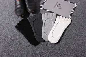 Men's five toe invisible socks low cut breathable cotton summer boat socks non slip
